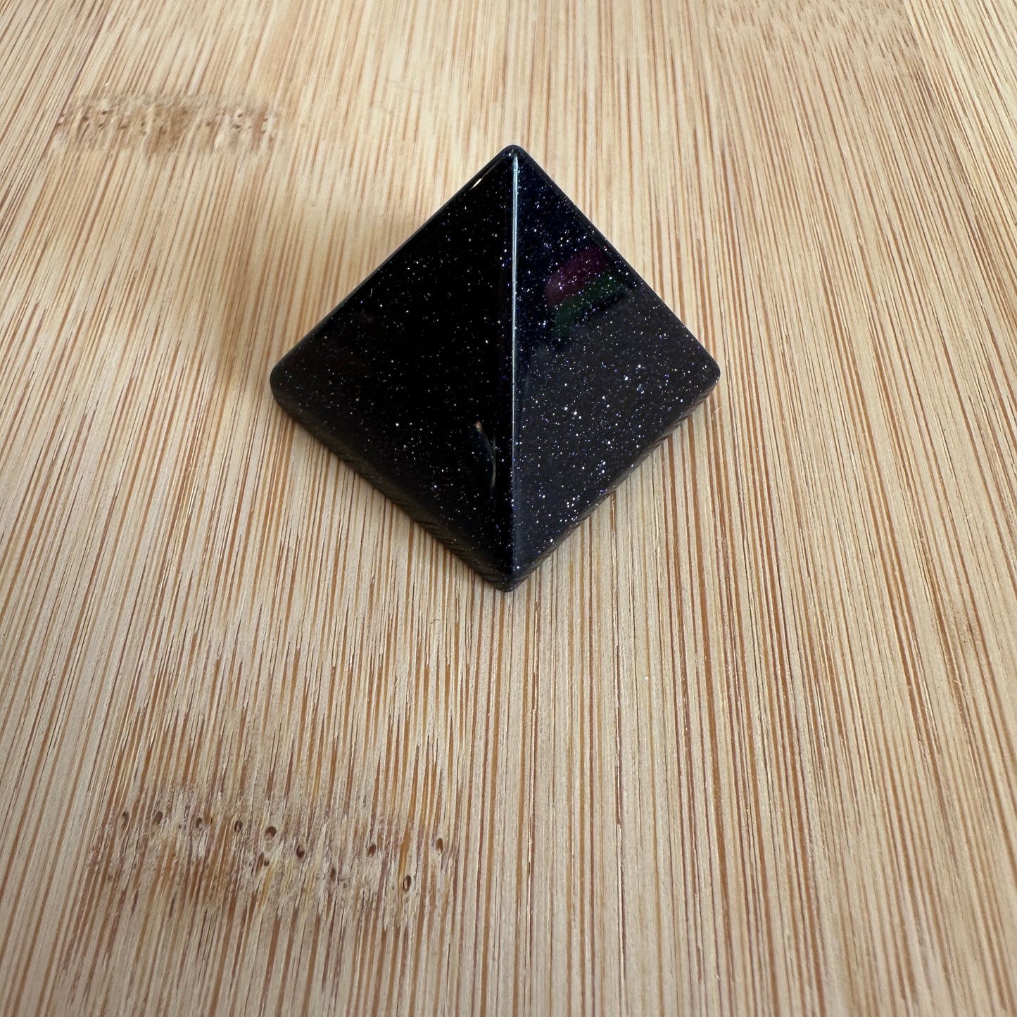 Celestial Blue Goldstone Pyramid Carving