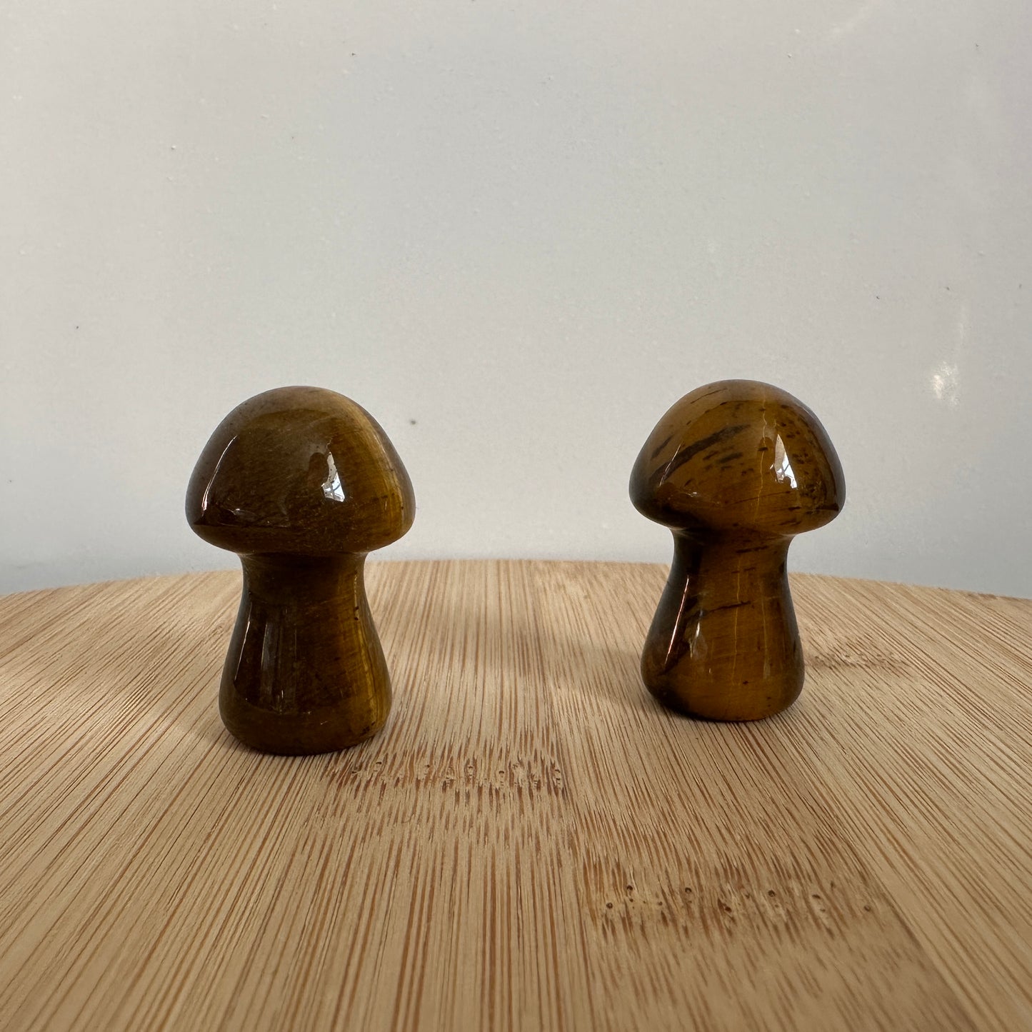 Golden Tiger Eye Crystal Mushroom Carving: Courage and Confidence