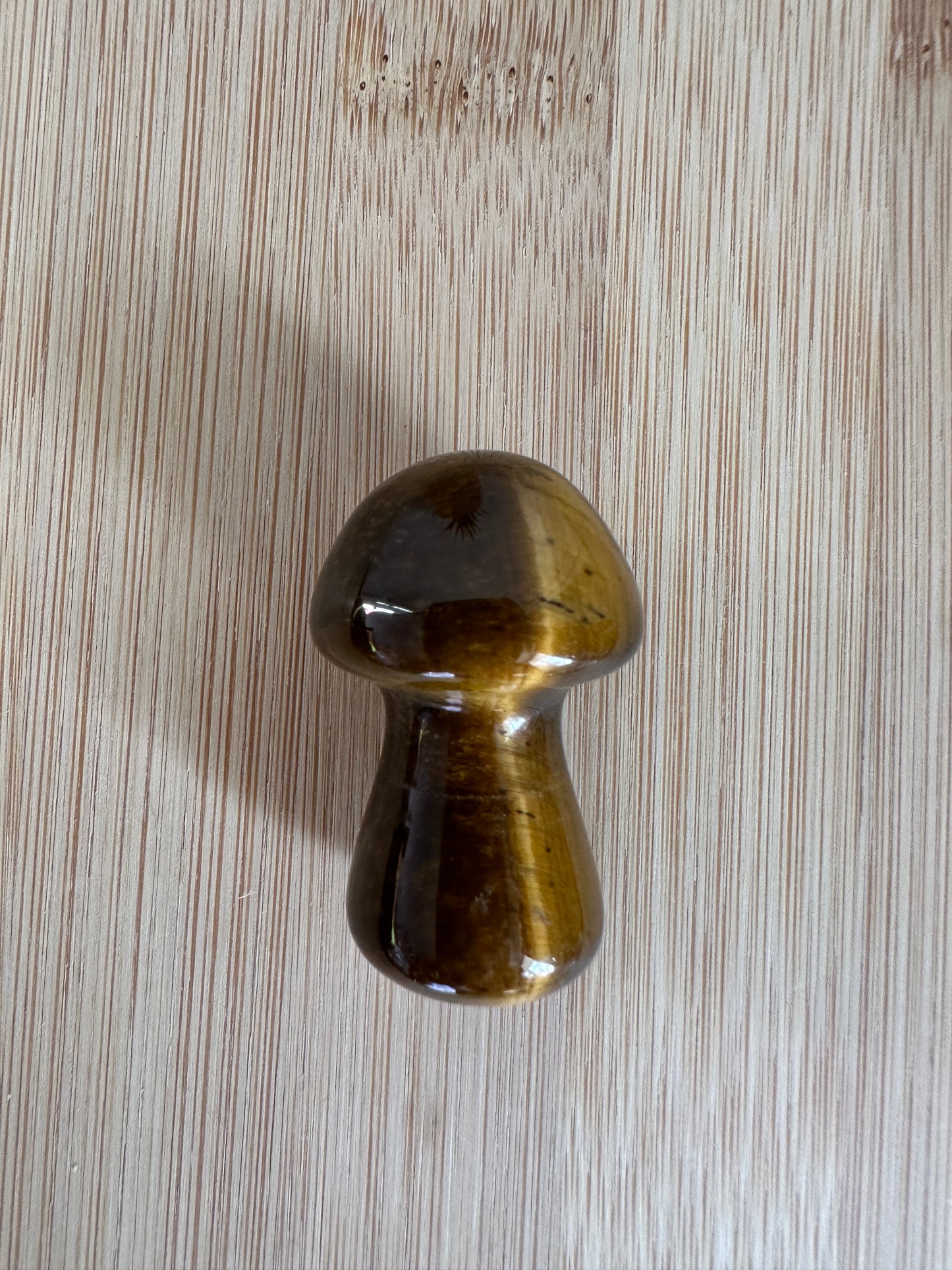 Golden Tiger Eye Crystal Mushroom Carving: Courage and Confidence