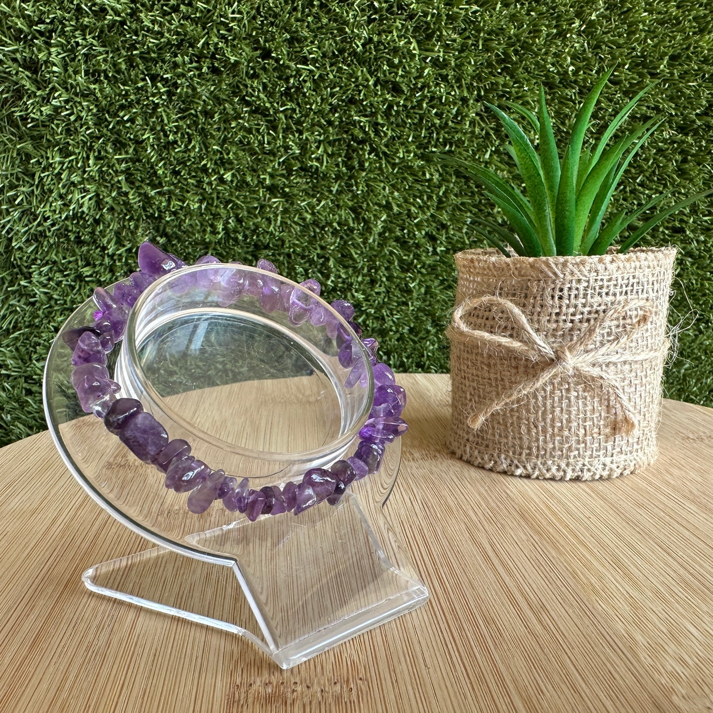 Amethyst Serenity Chip Bracelet with Affirmation