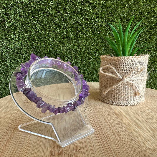 Amethyst Serenity Chip Bracelet with Affirmation