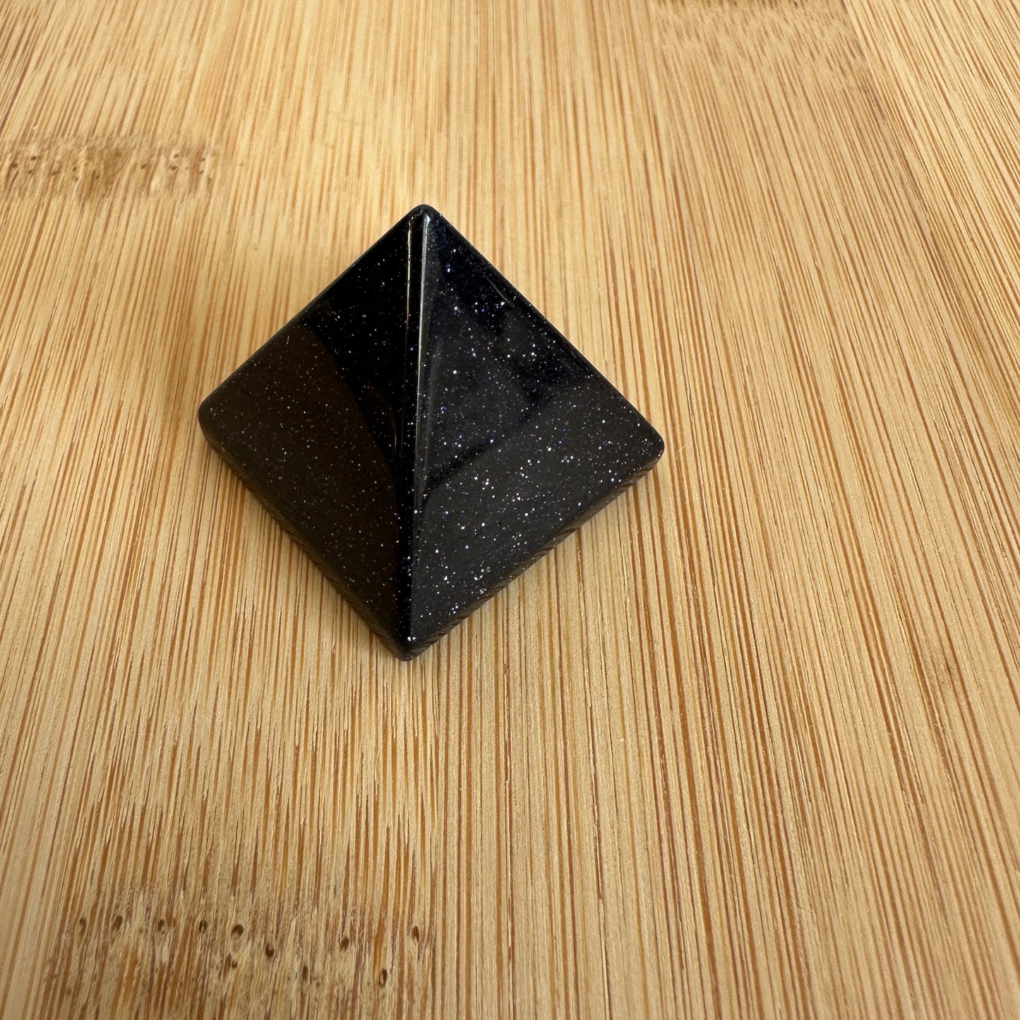 Celestial Blue Goldstone Pyramid Carving