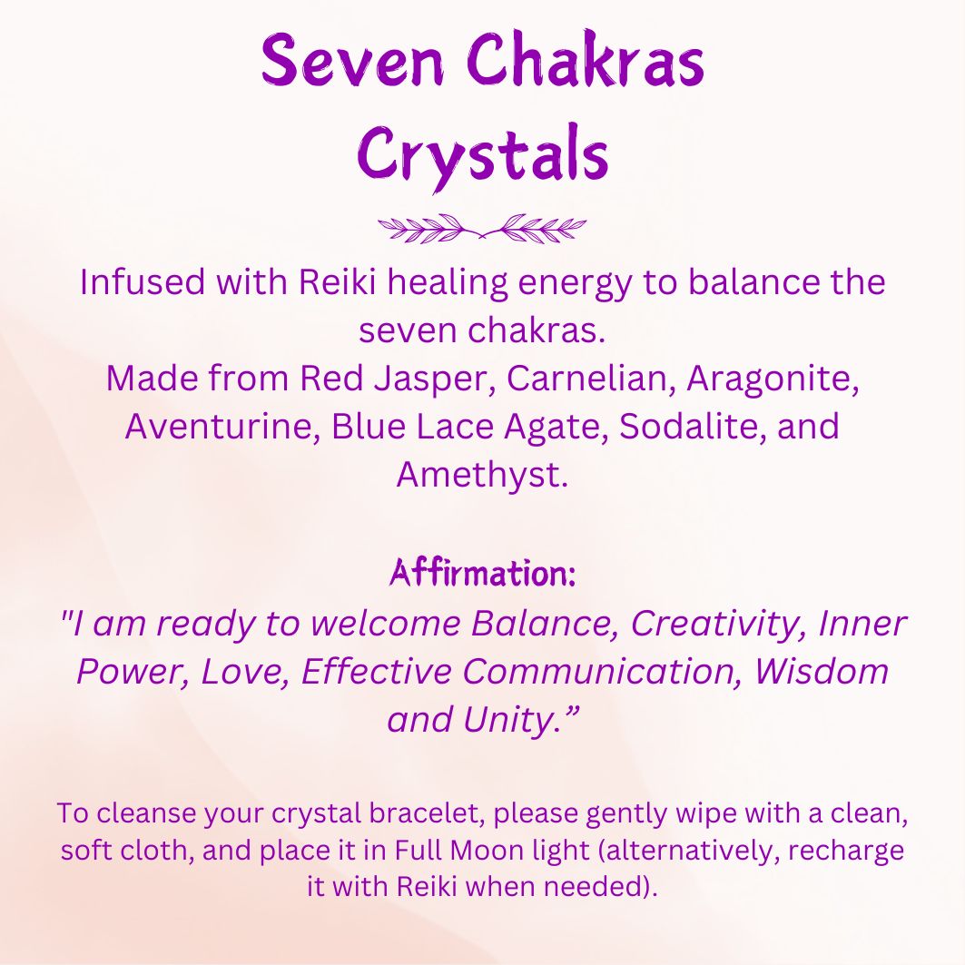 Chakra 7 Stone Chip Bracelet (Reiki charged)