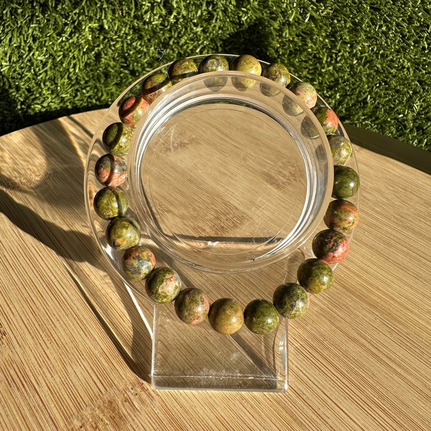 Unakite Harmony Bead Bracelet with Affirmation