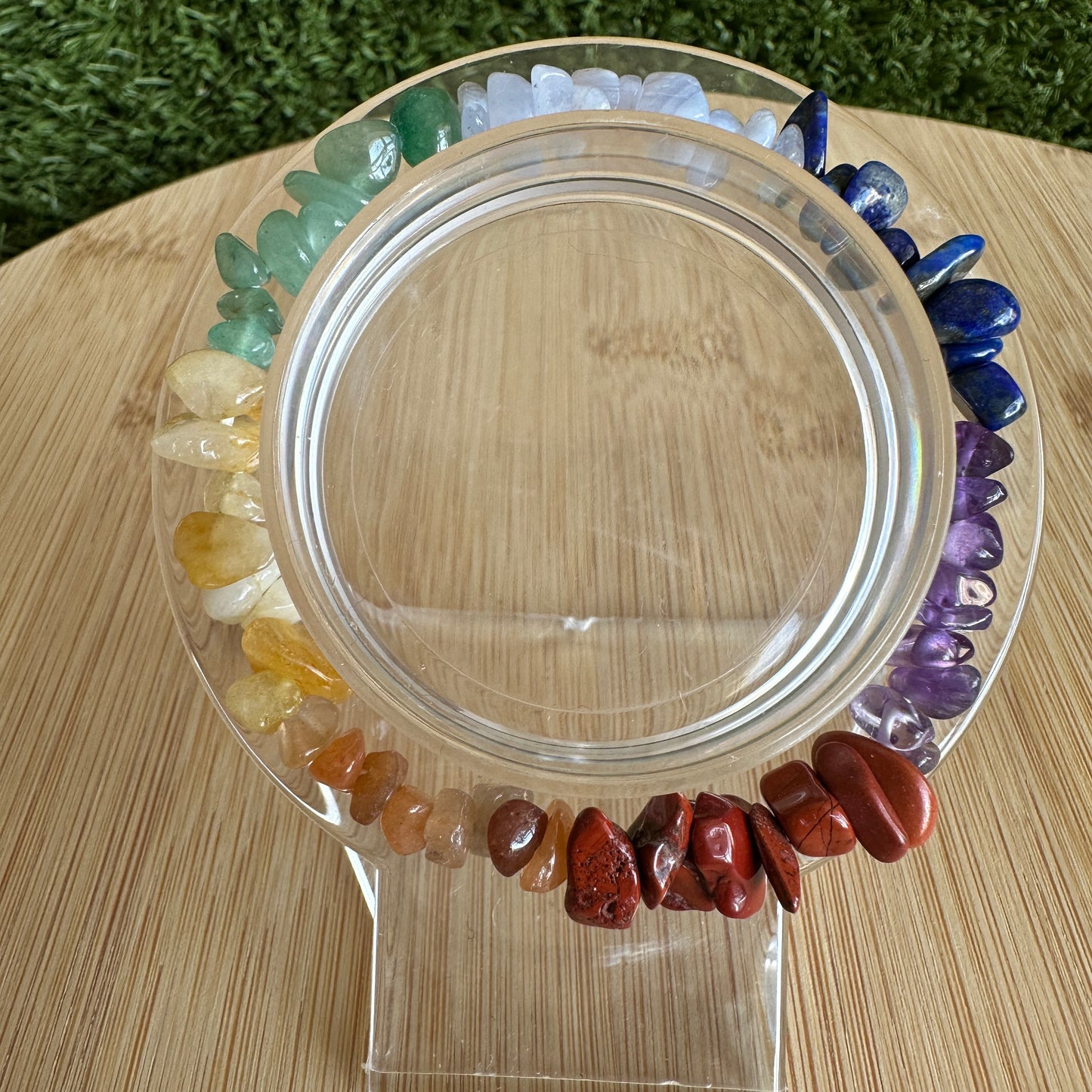 Balance and Harmony: Chakra 7 Stone Chip Bracelet