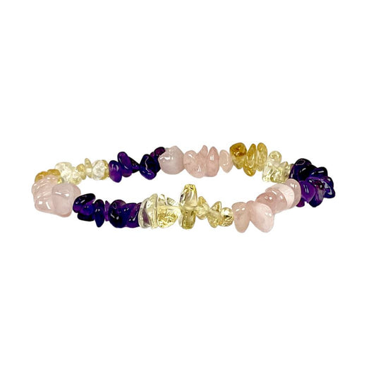 Rose Quartz, Amethyst, Citrine Chip Bracelet (Reiki charged)