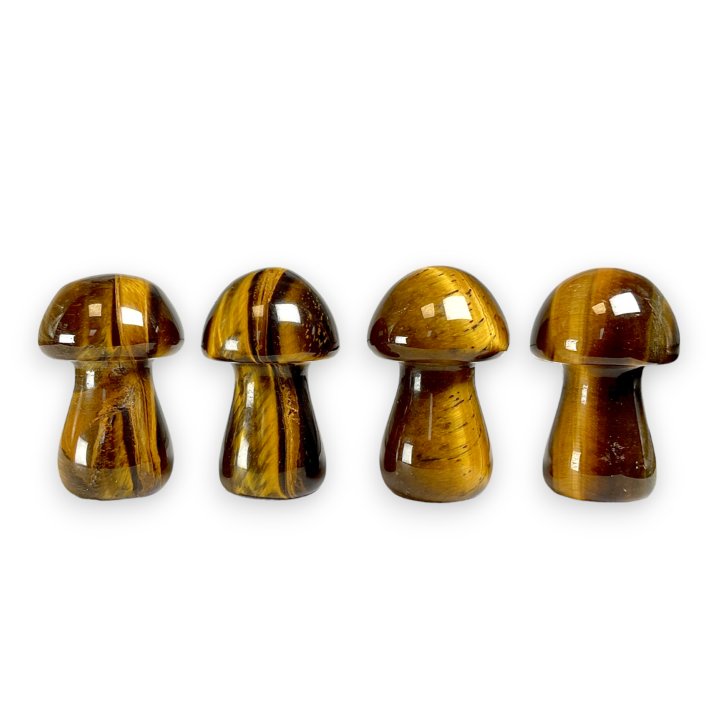 Golden Tiger Eye Crystal Mushroom Carving: Courage and Confidence