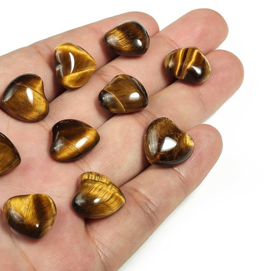 Tiger Eye Gold Heart (Mini) 20x25x12 mm (Reiki charged)